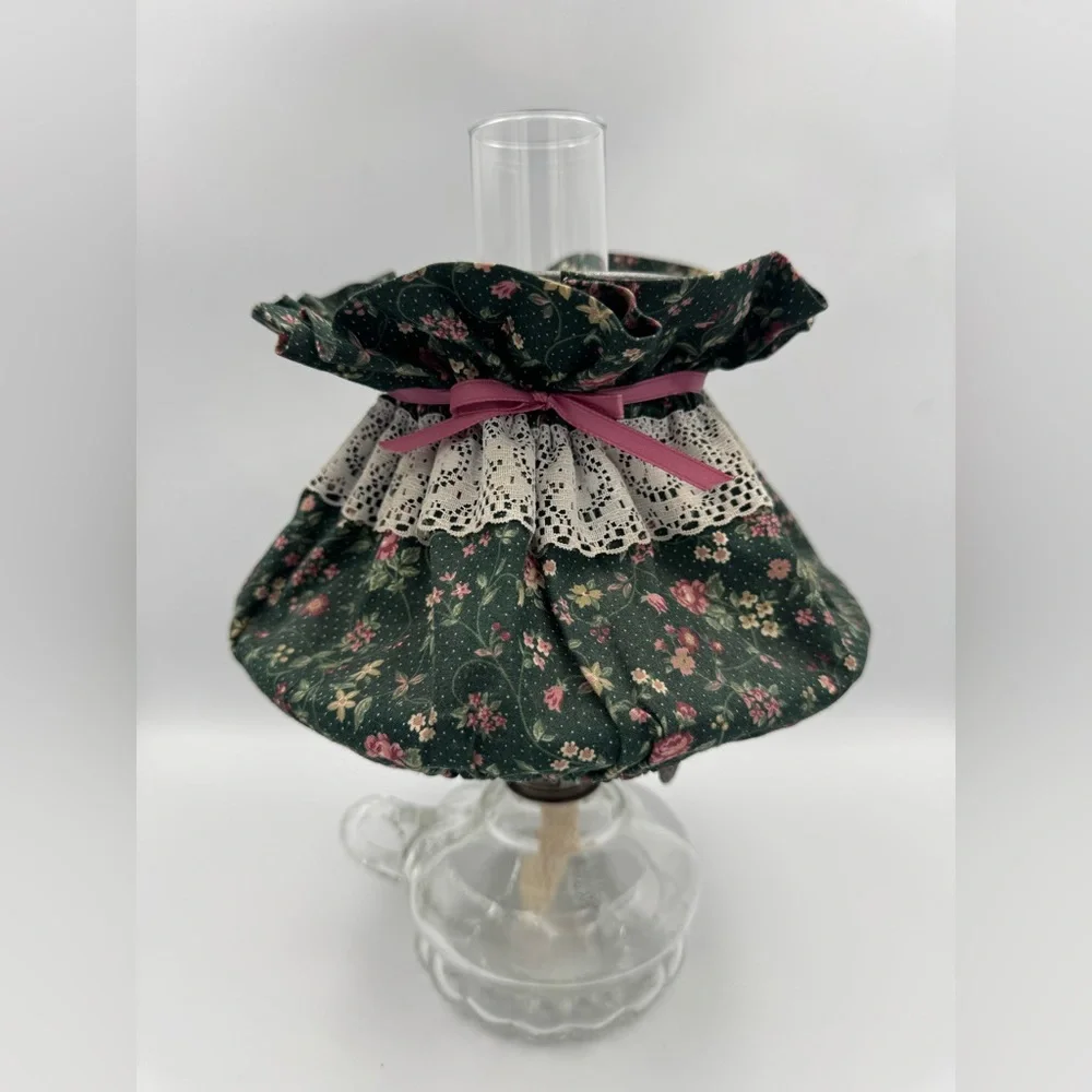Vintage Oil‎ Lamp Floral Shade Cottagecore Glass Lantern Coquette Decor
